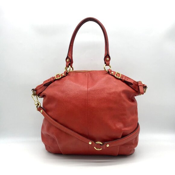 Coach Burnt Orange Leather Madison Lindsey Convertible Satchel 18641 - Picture 2 of 11